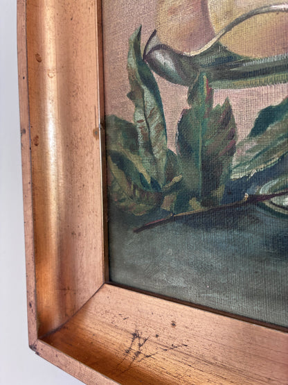 Antique Original Fruit Still Life Oil Painting, Framed Kitchen Wall Art