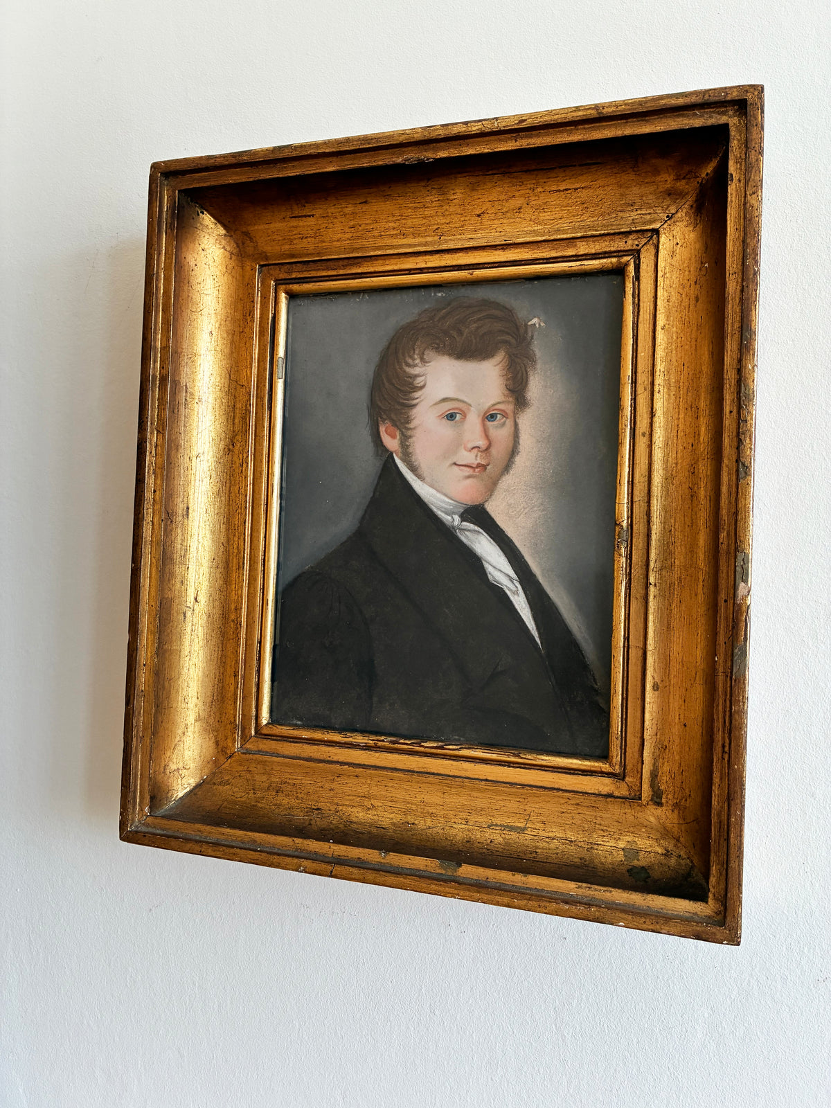 Antique Portrait Pastel Painting of a Gentleman, c. 1830