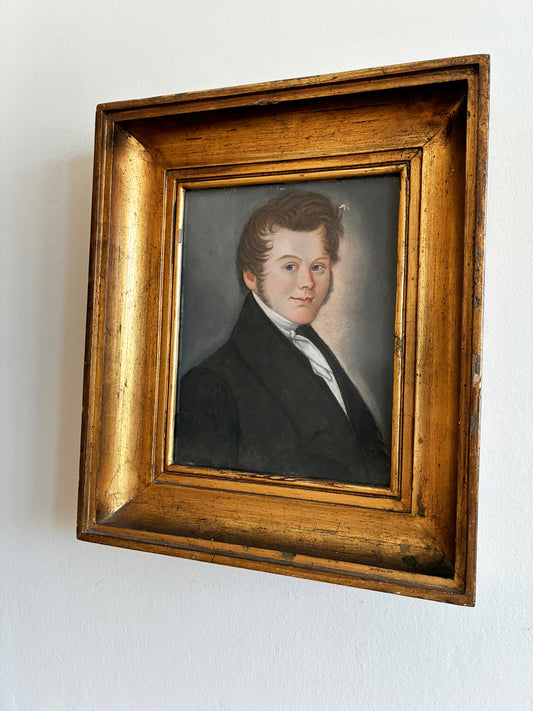 Antique Portrait Pastel Painting of a Gentleman, c. 1830