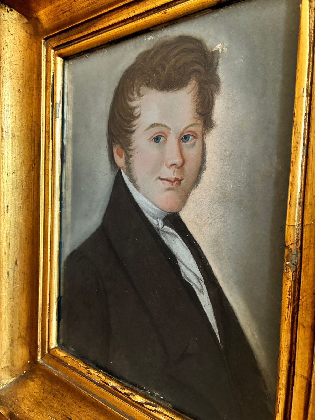 Antique Portrait Pastel Painting of a Gentleman, c. 1830