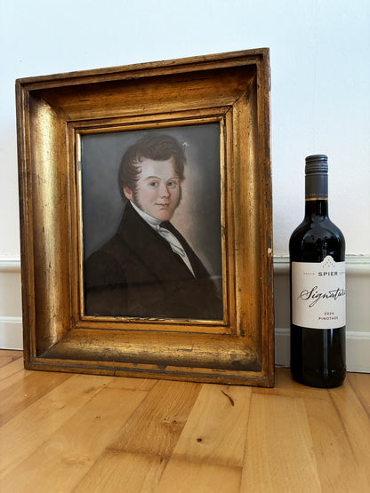 Antique Portrait Pastel Painting of a Gentleman, c. 1830