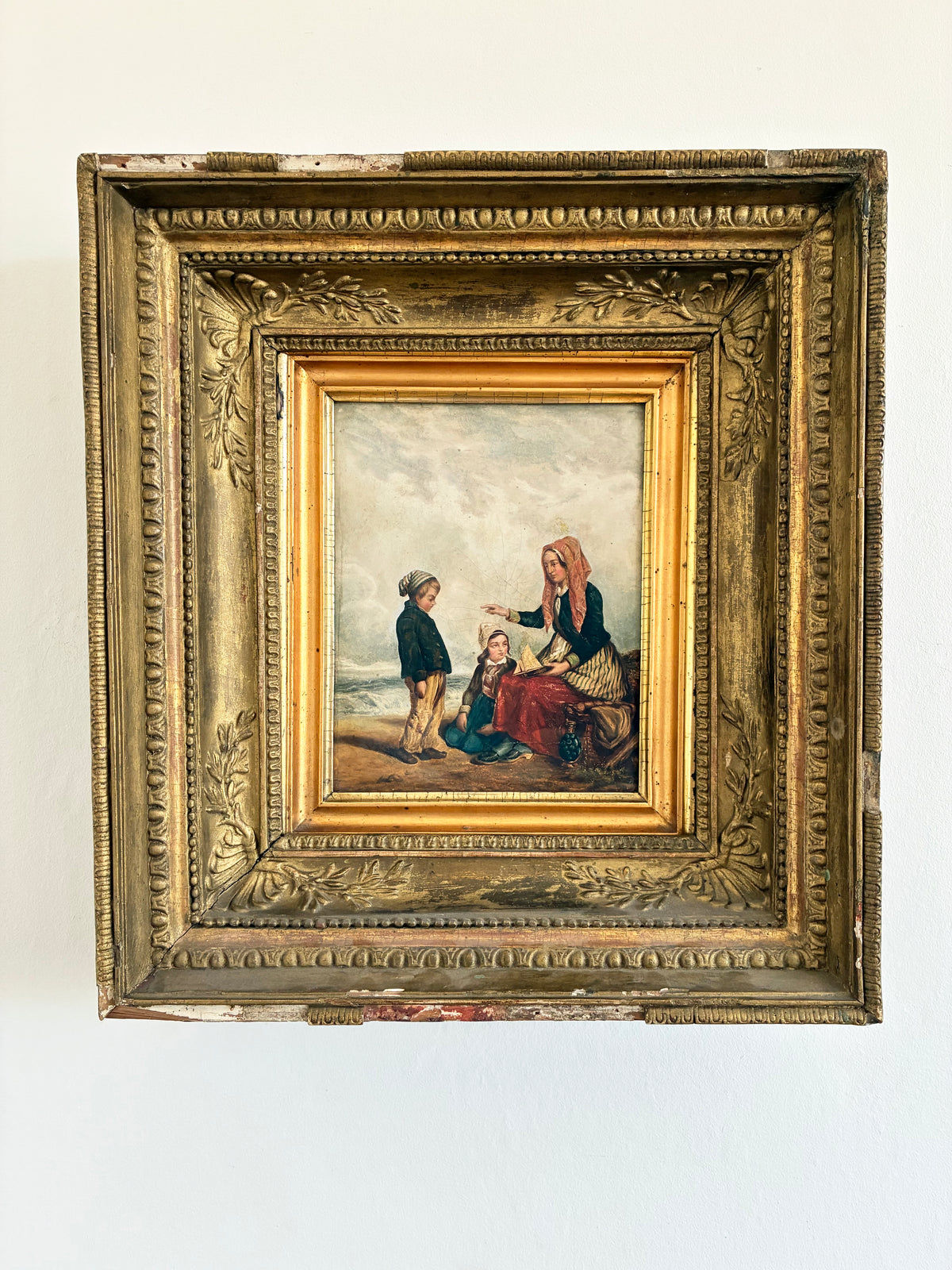 Antique Seaside Oil Painting, c. 1845