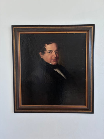 Antique Original Portrait Oil Painting, Large Framed German Opera Tenor Painting, c. 1840