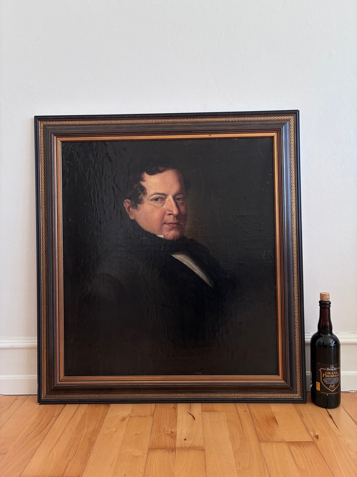 Antique Original Portrait Oil Painting, Large Framed German Opera Tenor Painting, c. 1840