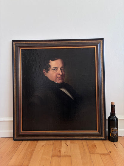 Antique Original Portrait Oil Painting, Large Framed German Opera Tenor Painting, c. 1840