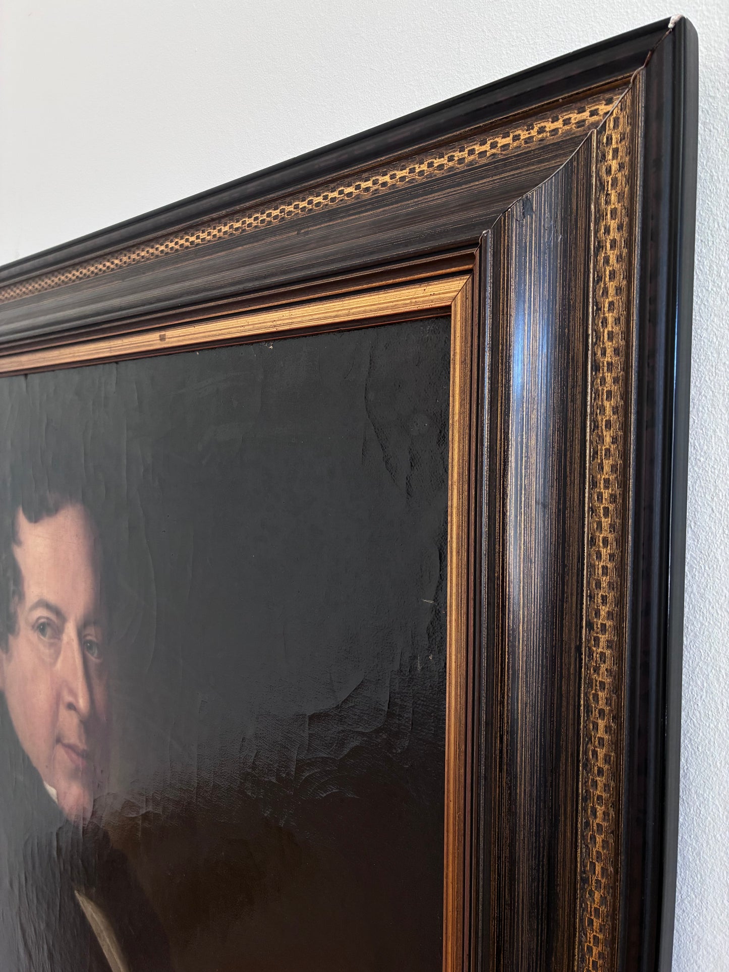 Antique Original Portrait Oil Painting, Large Framed German Opera Tenor Painting, c. 1840