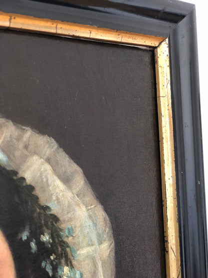 Antique Original Portrait Oil Painting of a Dutch Lady, c. 1840