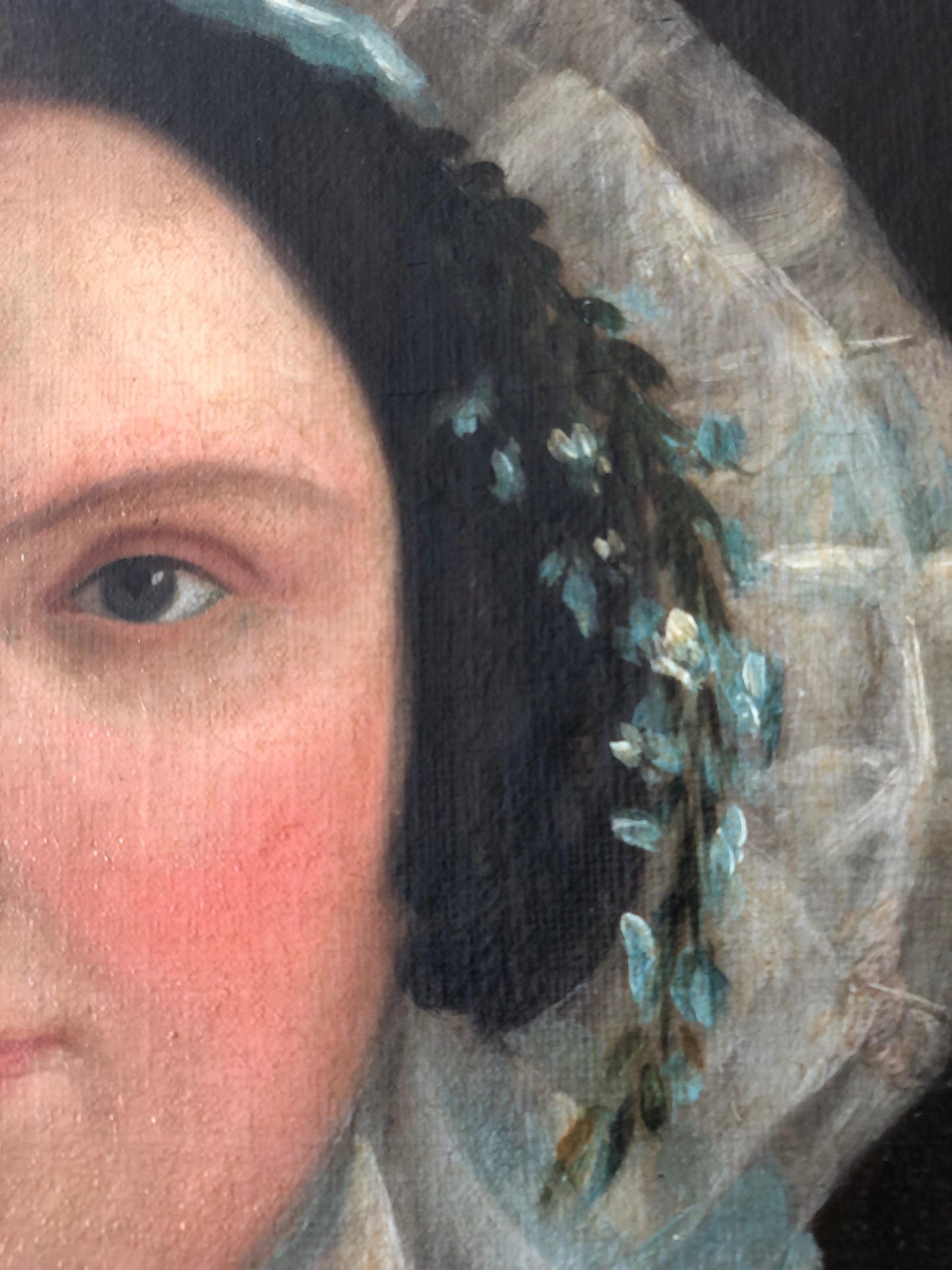Antique Original Portrait Oil Painting of a Dutch Lady, c. 1840