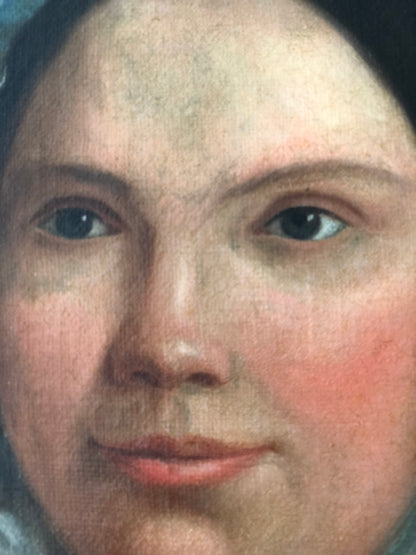 Antique Original Portrait Oil Painting of a Dutch Lady, c. 1840