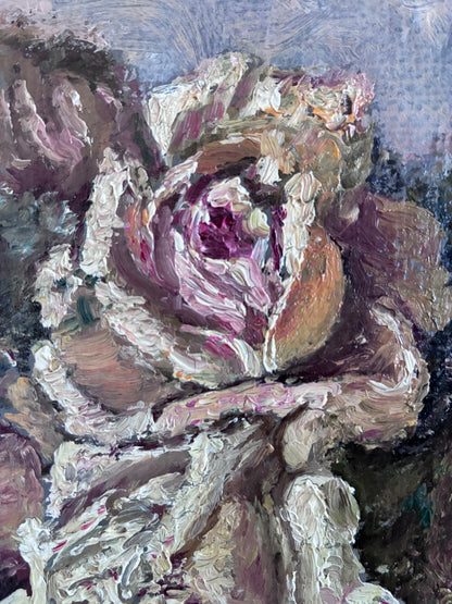 Vintage Original Flower Oil Painting, Signed Framed Flower Still Life Art