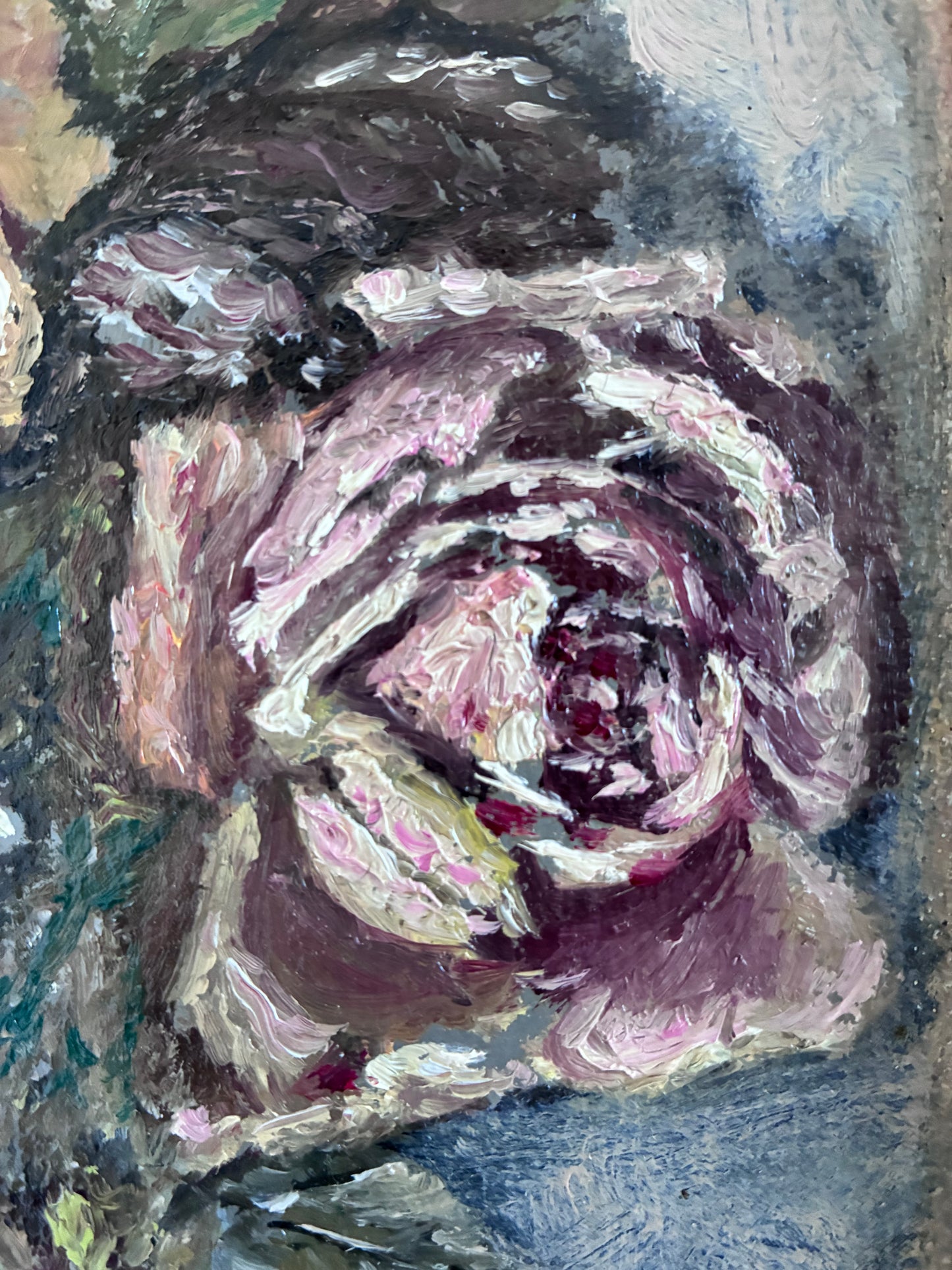 Vintage Original Flower Oil Painting, Signed Framed Flower Still Life Art