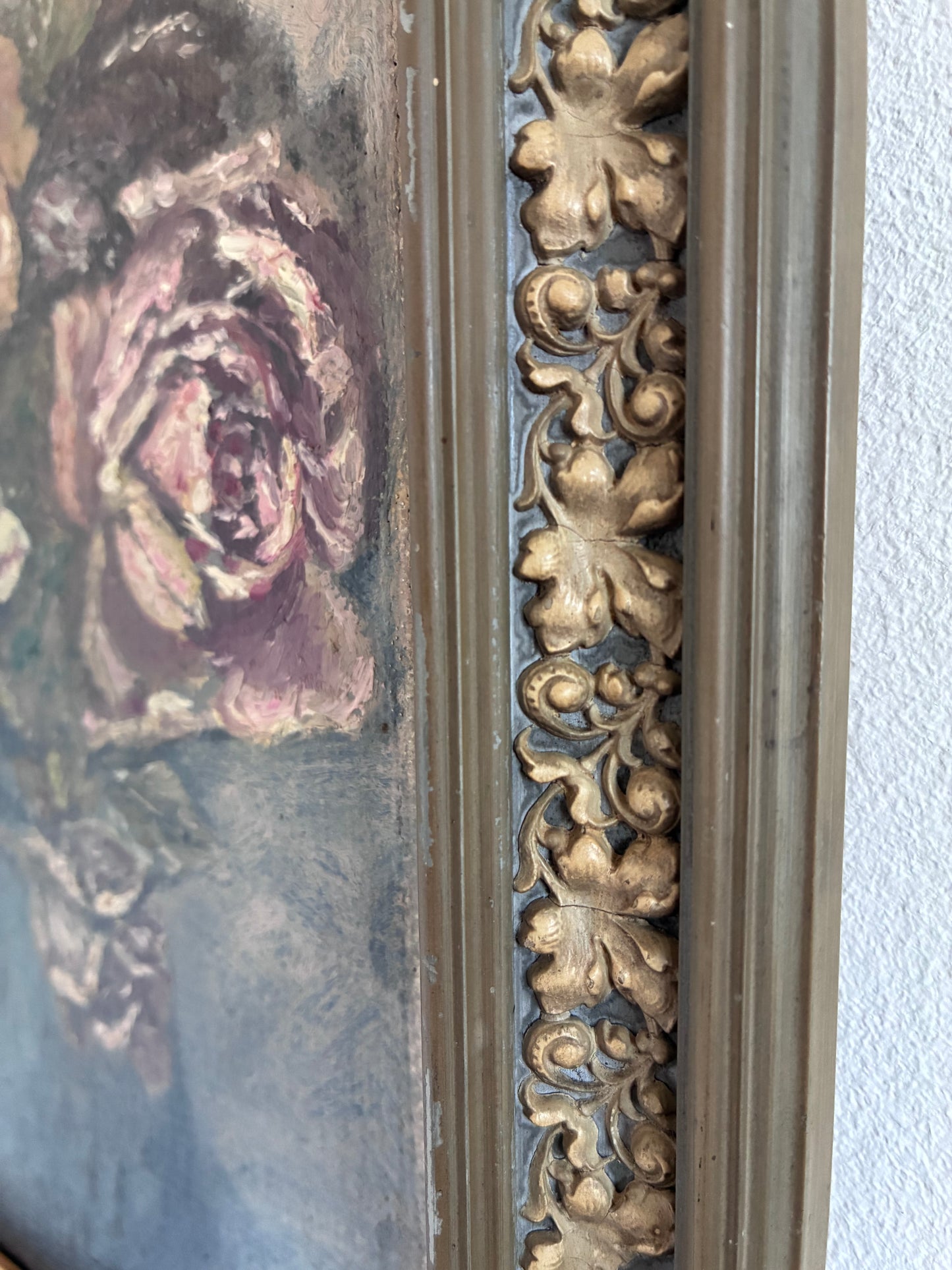 Vintage Original Flower Oil Painting, Signed Framed Flower Still Life Art