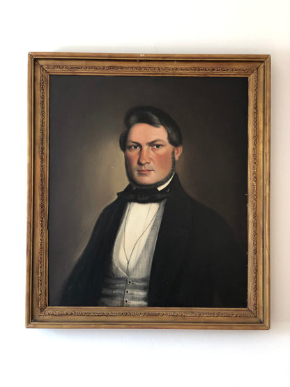 Pair of 19th century Antique oil Paintings of an Influential German Couple