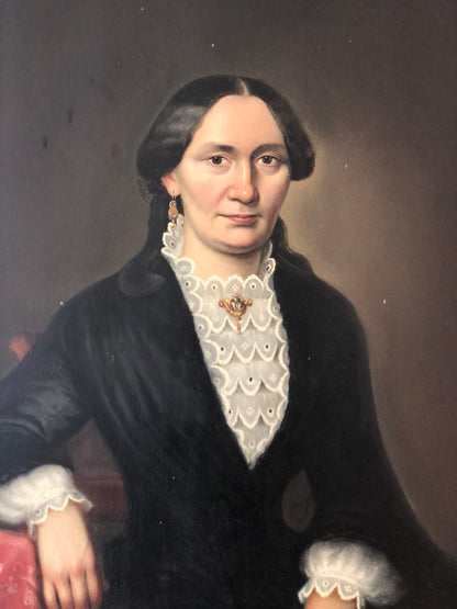 Pair of 19th century Antique oil Paintings of an Influential German Couple