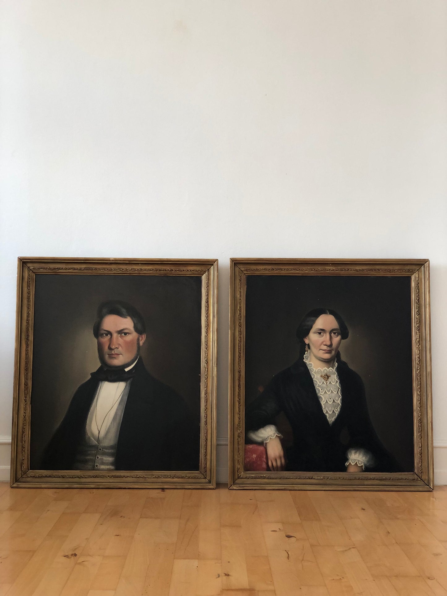 Pair of 19th century Antique oil Paintings of an Influential German Couple
