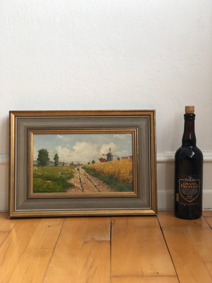 Original Vintage Landscape Cottage Oil Painting, circa 1923