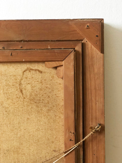 Large Vintage Countryside Cottage Original Oil Painting, circa 1940