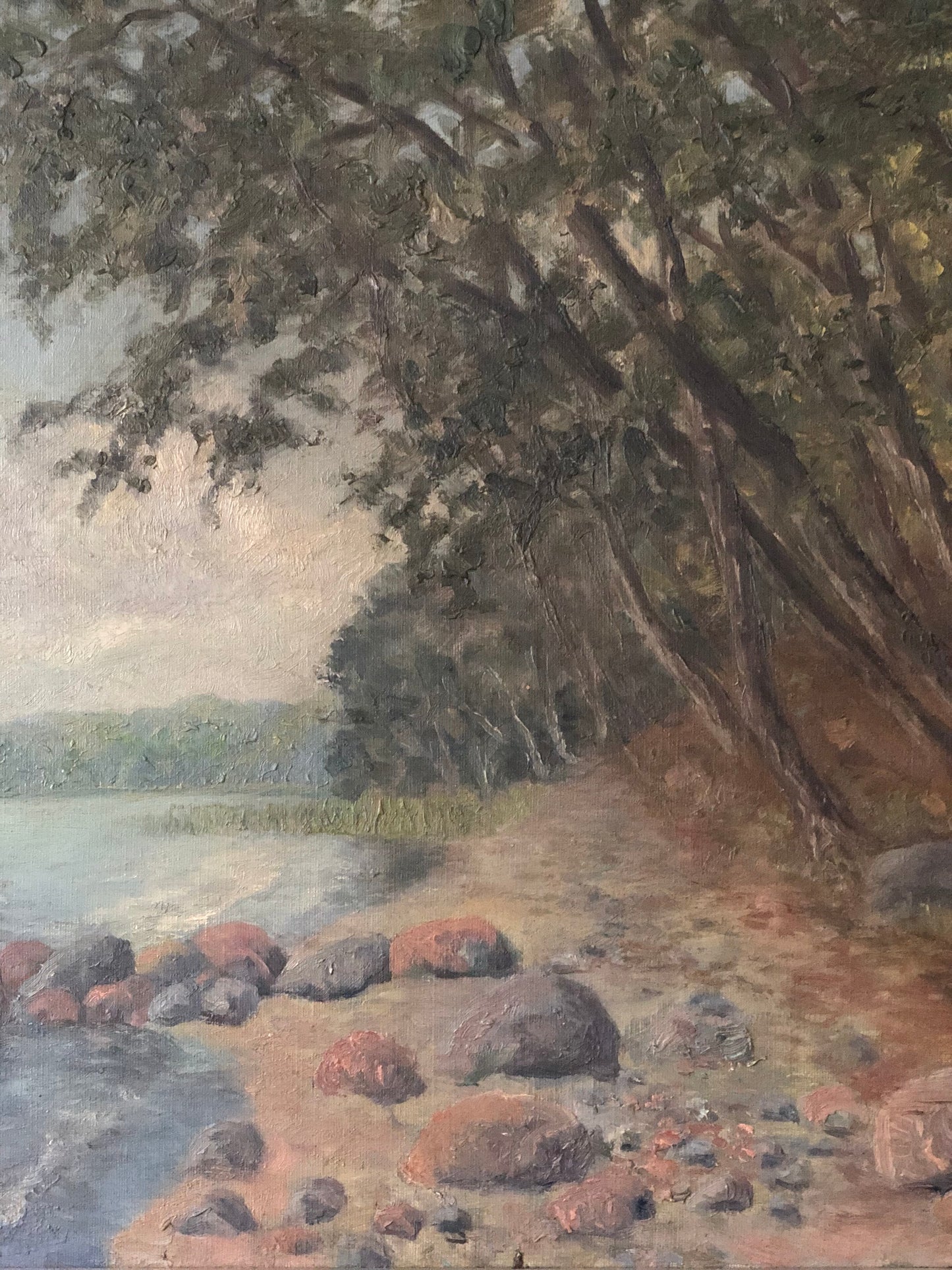 Large Vintage Sea Landscape Original Oil Painting, circa 1923