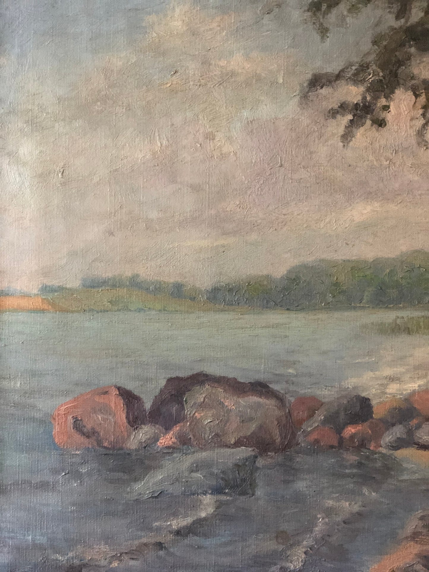 Large Vintage Sea Landscape Original Oil Painting, circa 1923