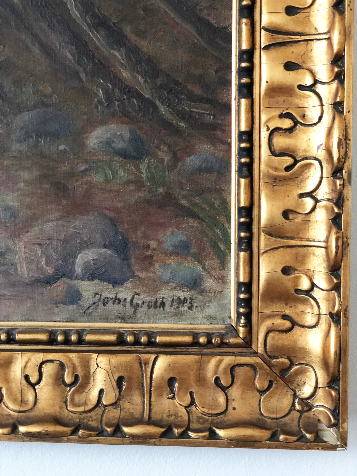 Large Vintage Sea Landscape Original Oil Painting, circa 1923