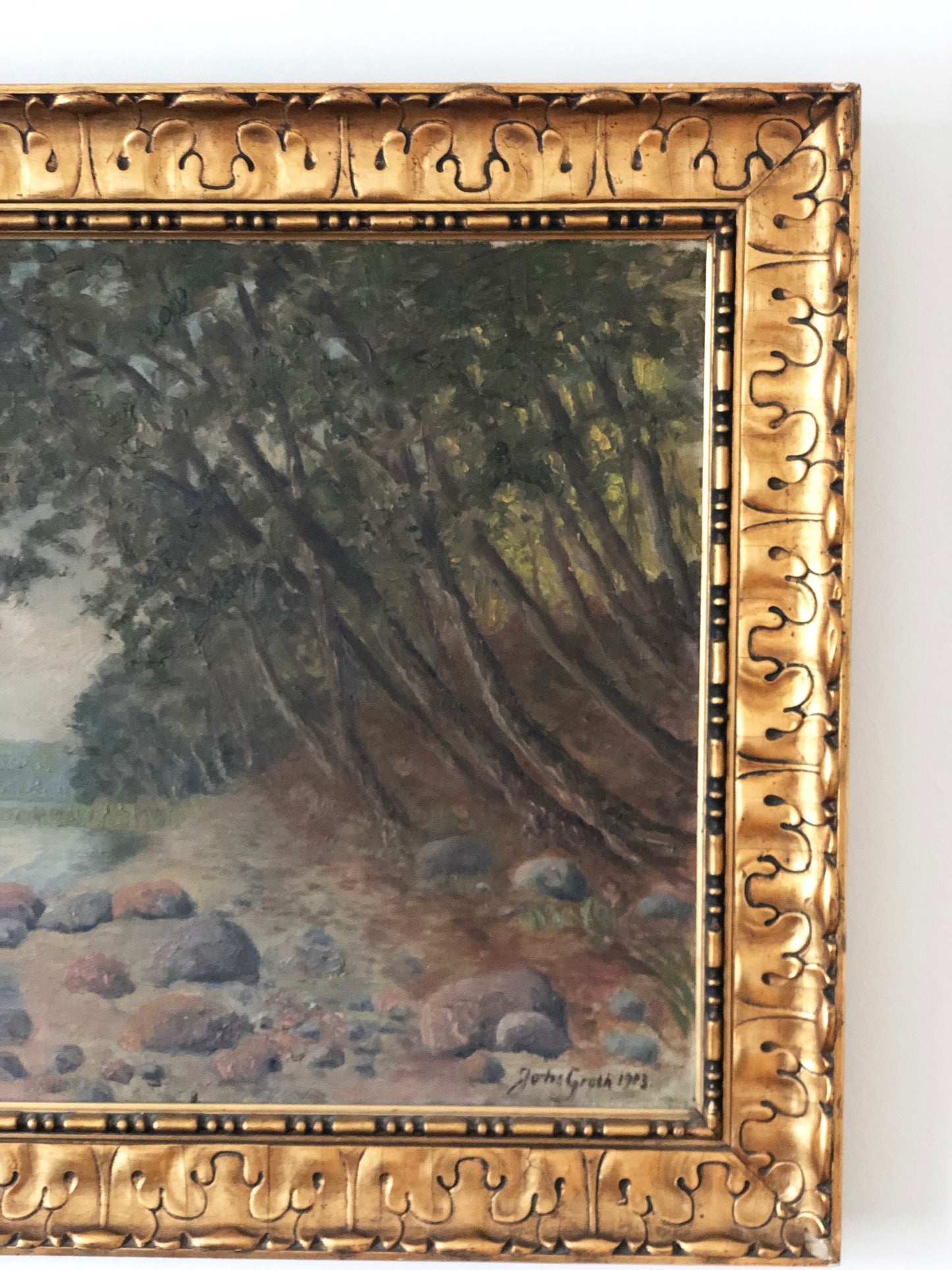 Large Vintage Sea Landscape Original Oil Painting, circa 1923