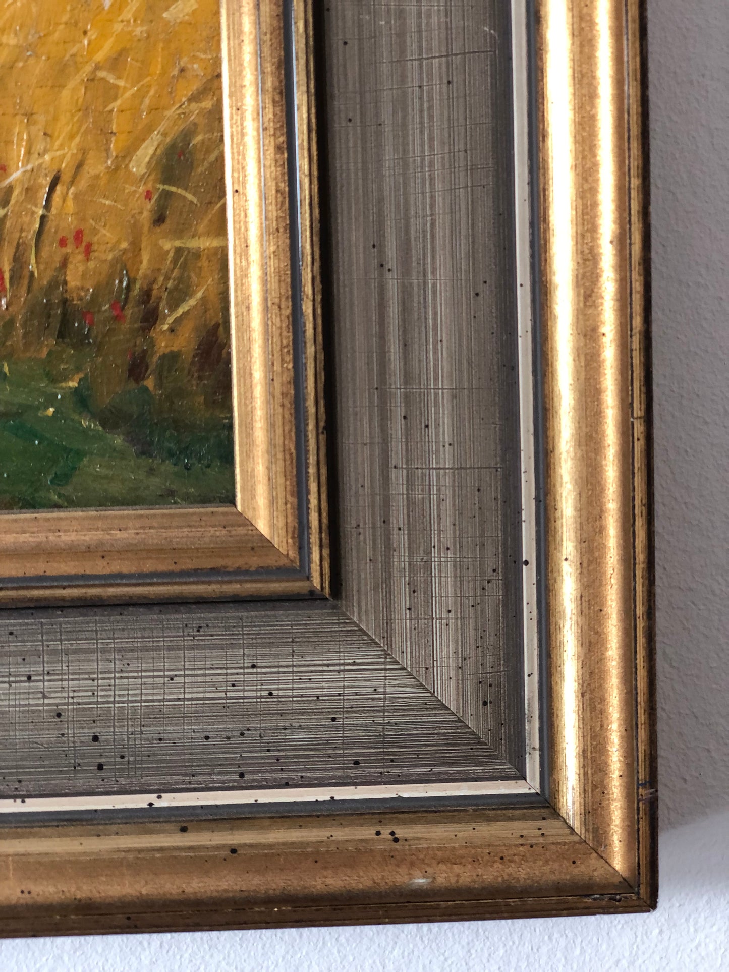 Original Vintage Landscape Cottage Oil Painting, circa 1923