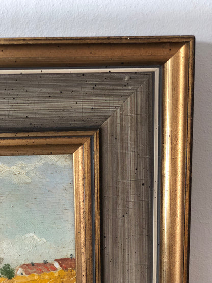 Original Vintage Landscape Cottage Oil Painting, circa 1923