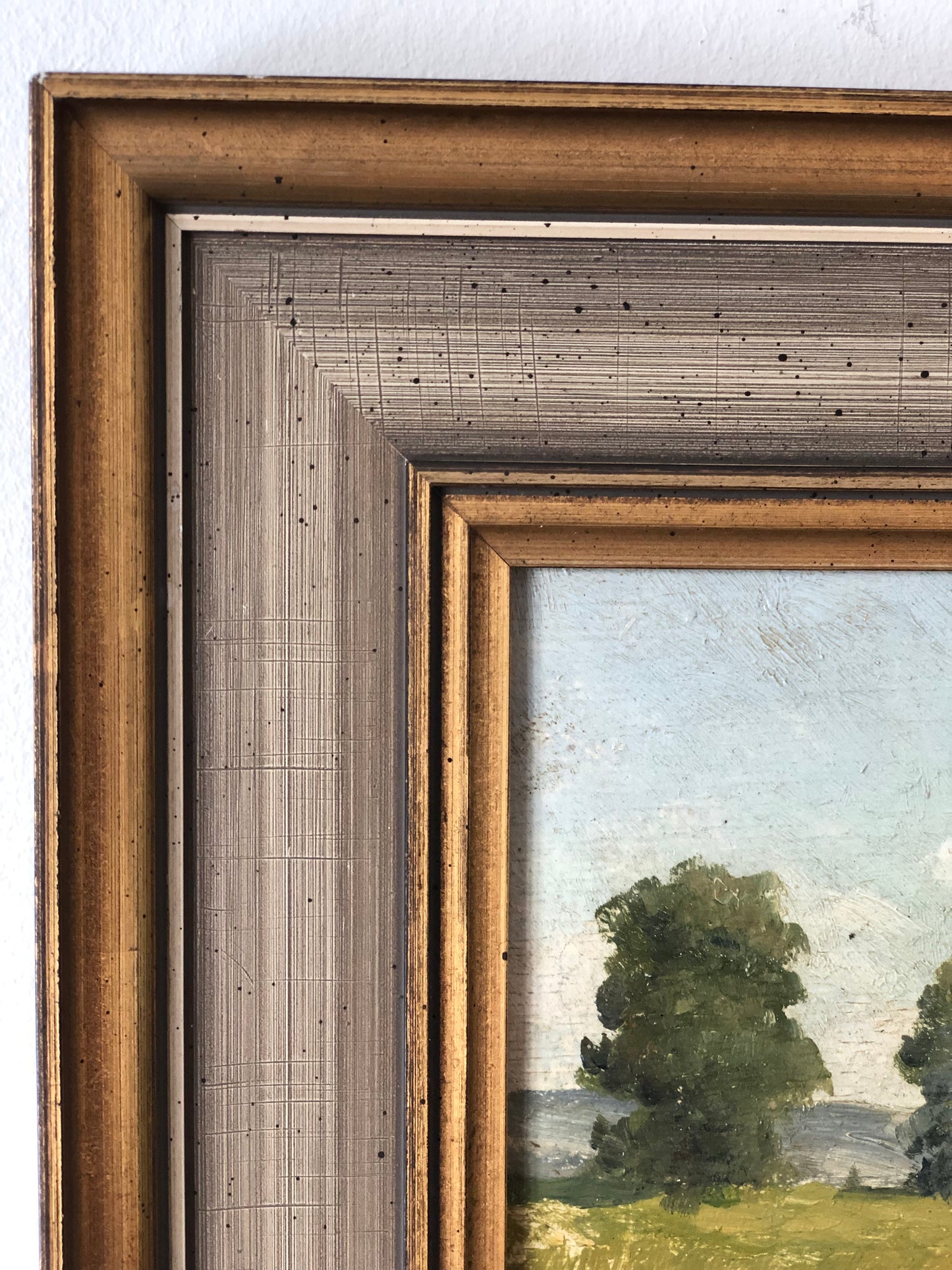 Original Vintage Landscape Cottage Oil Painting, circa 1923