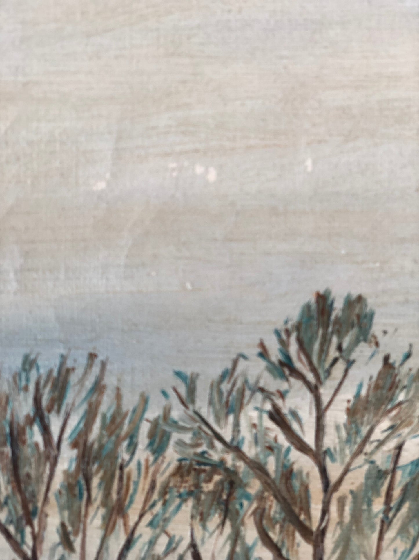 Original Vintage Landscape Cottage Oil Painting, circa 1960