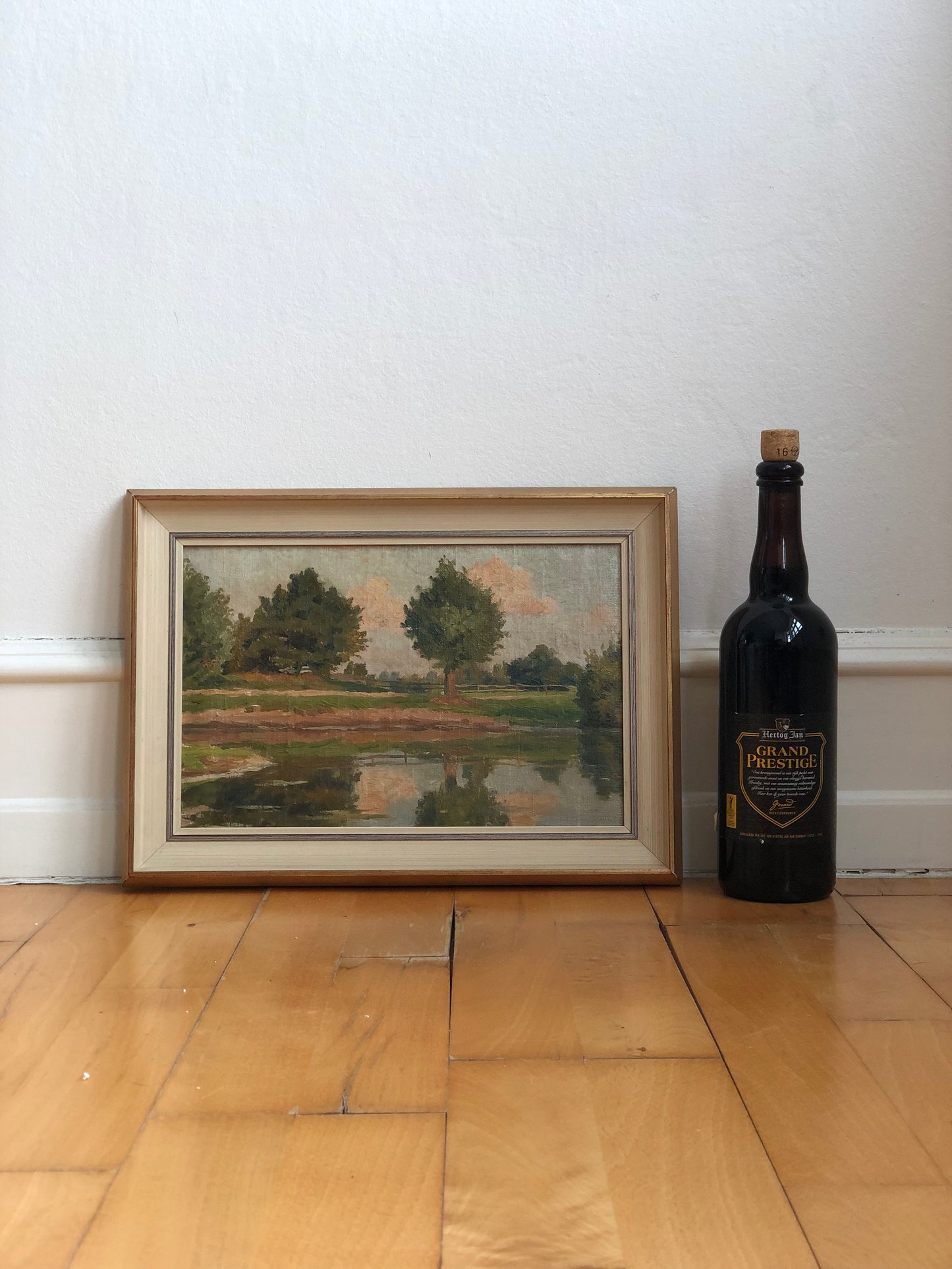 Original Vintage River Landscape Oil Painting, circa 1925