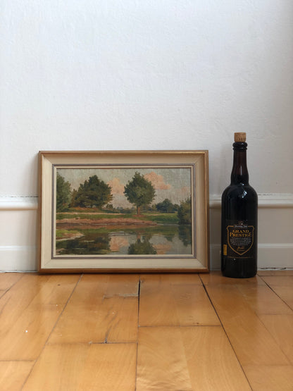 Original Vintage River Landscape Oil Painting, circa 1925