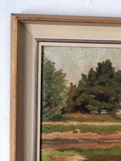 Original Vintage River Landscape Oil Painting, circa 1925