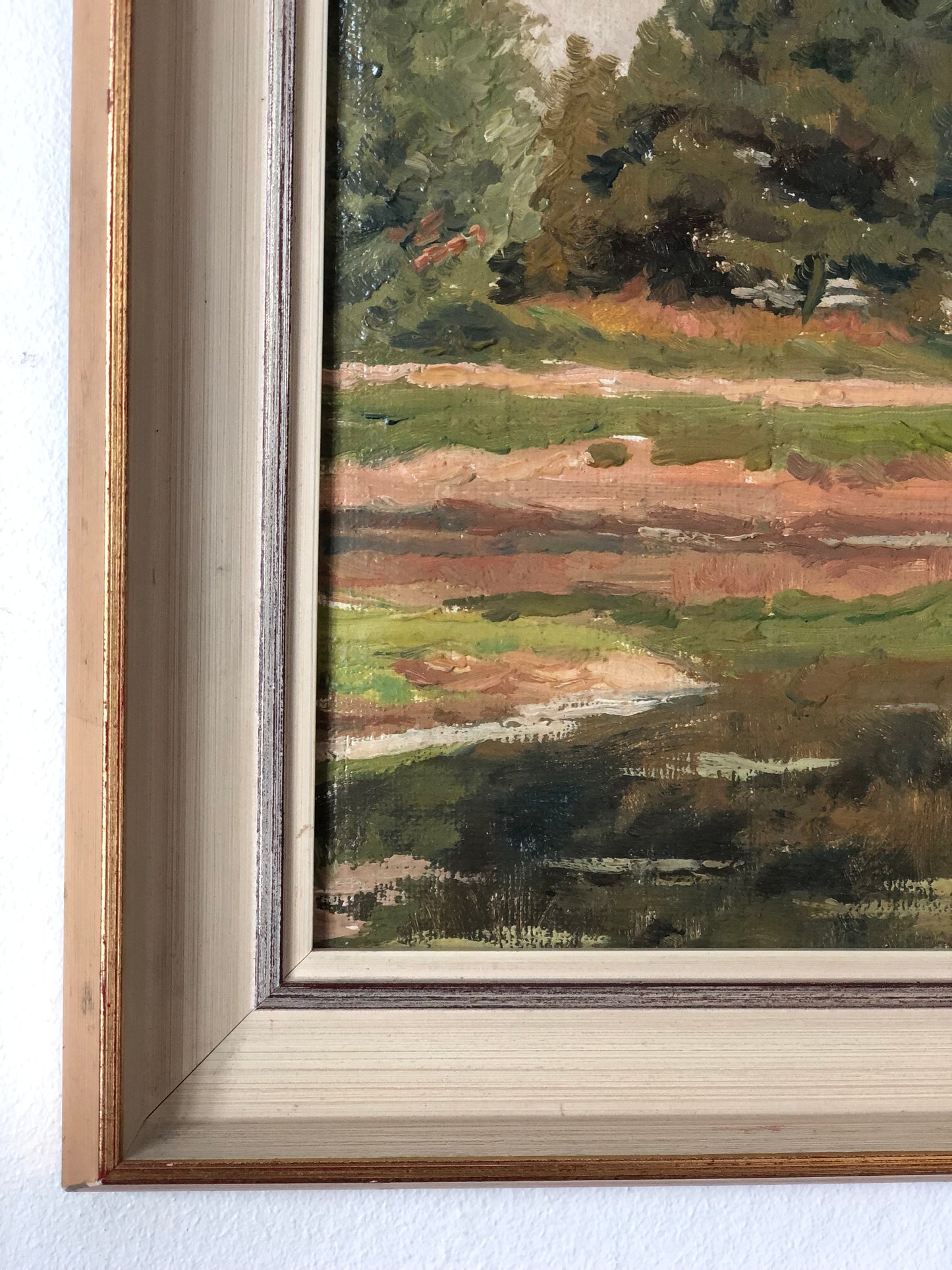 Original Vintage River Landscape Oil Painting, circa 1925