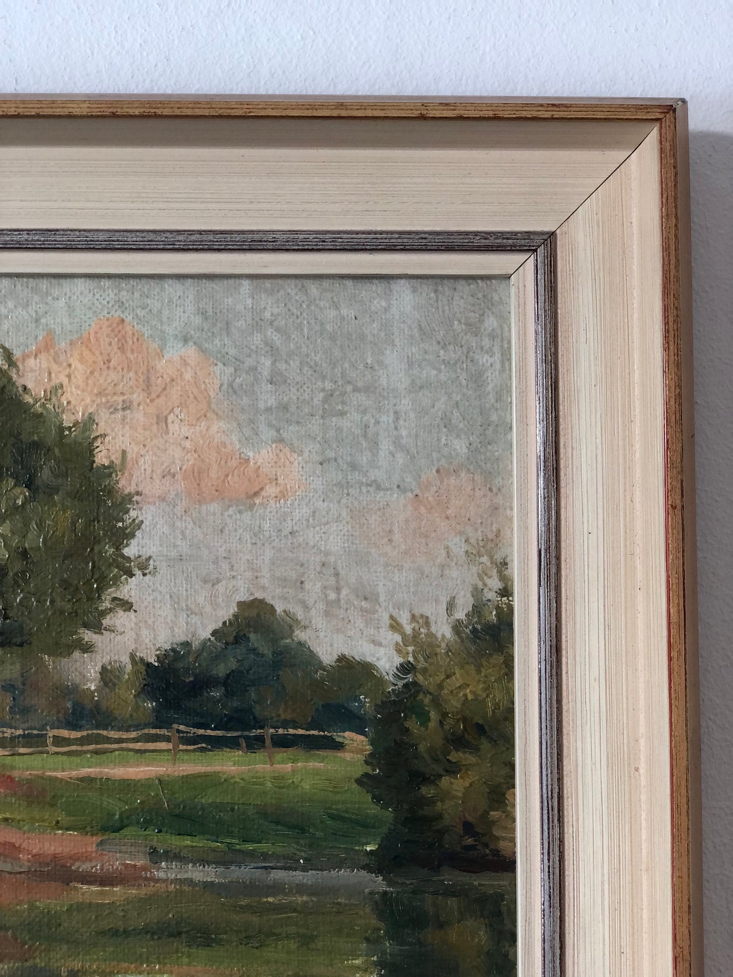 Original Vintage River Landscape Oil Painting, circa 1925