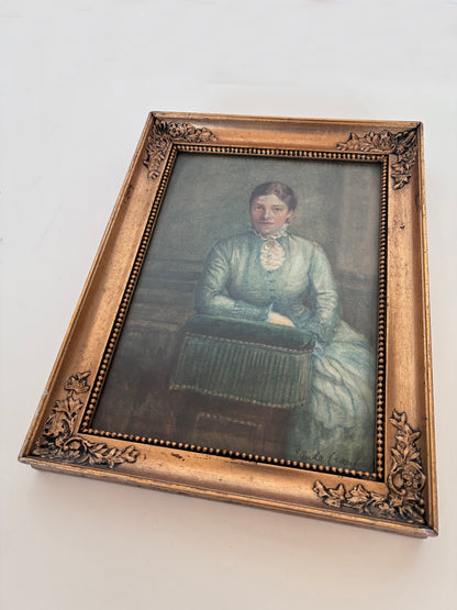 Pair of Antique Portrait Lithographics of a Gentleman and Lady, circa 1882