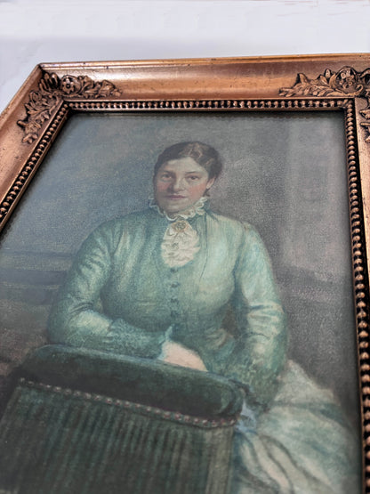 Pair of Antique Portrait Lithographics of a Gentleman and Lady, circa 1882