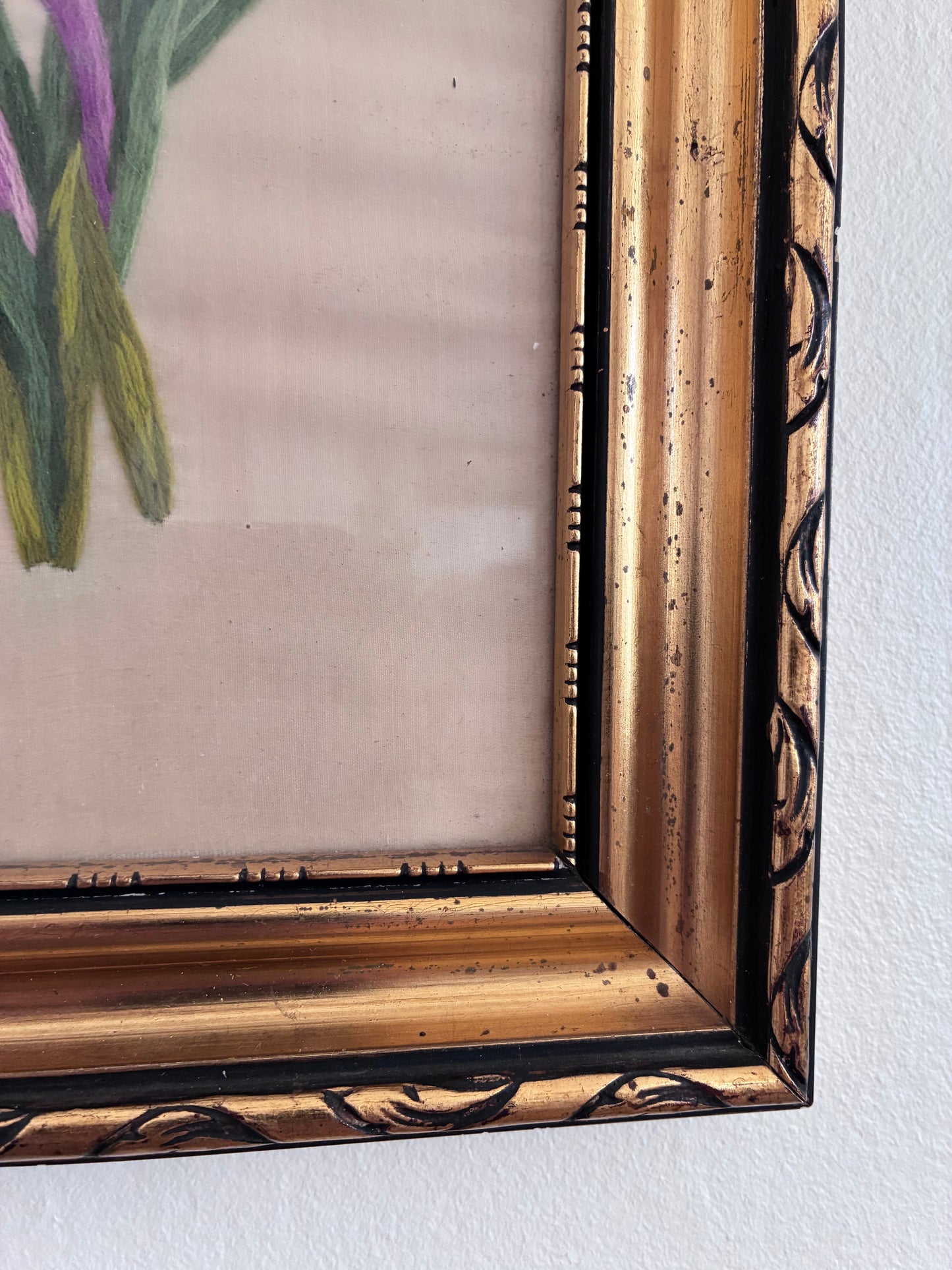 Set Vintage Flower on Silk Paintings, Embroidery Flower Art