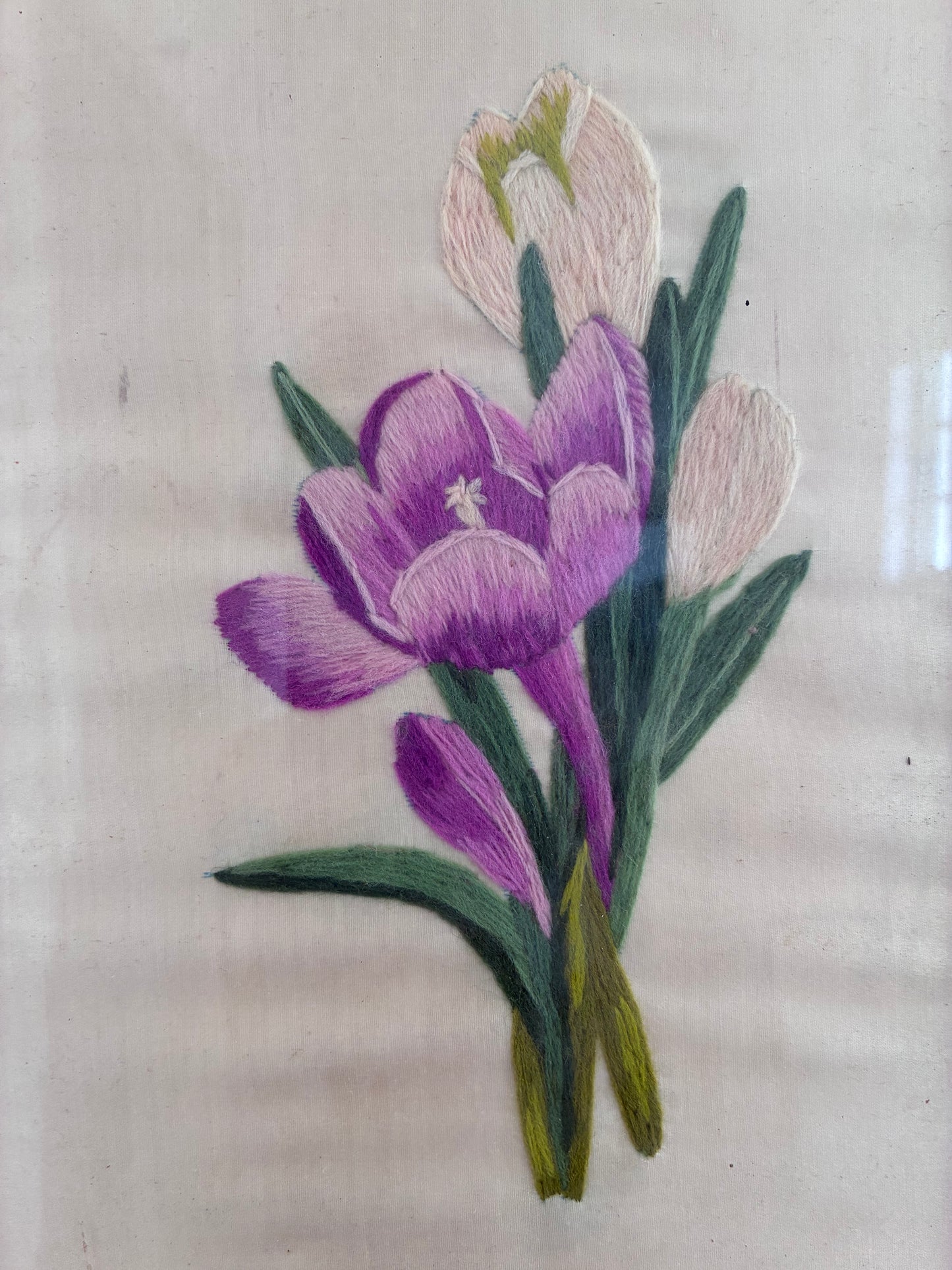 Set Vintage Flower on Silk Paintings, Embroidery Flower Art