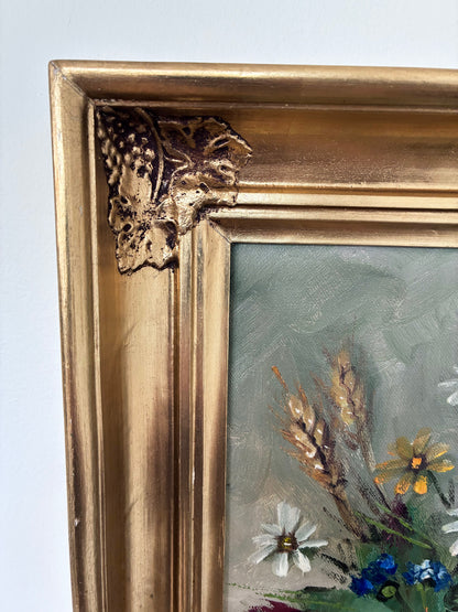 Vintage Original Flower Still Life Oil Painting, circa 1960
