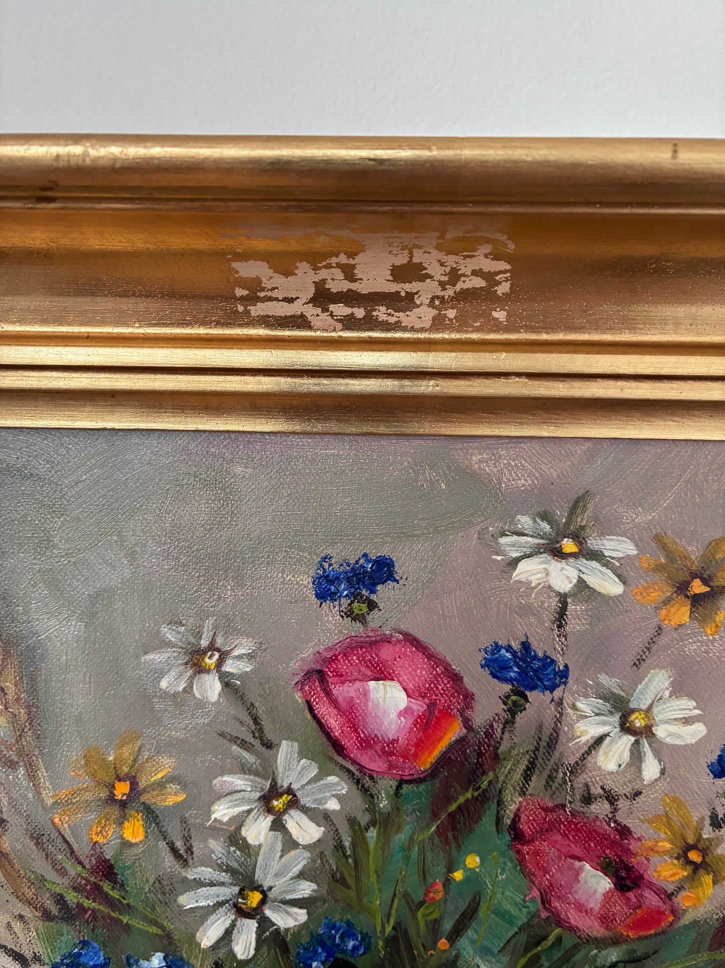 Vintage Original Flower Still Life Oil Painting, circa 1960