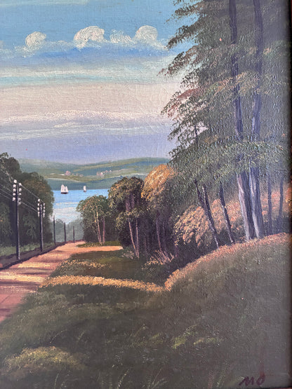 Vintage Original Coastal Landscape Oil Painting, Signed Seaside Art