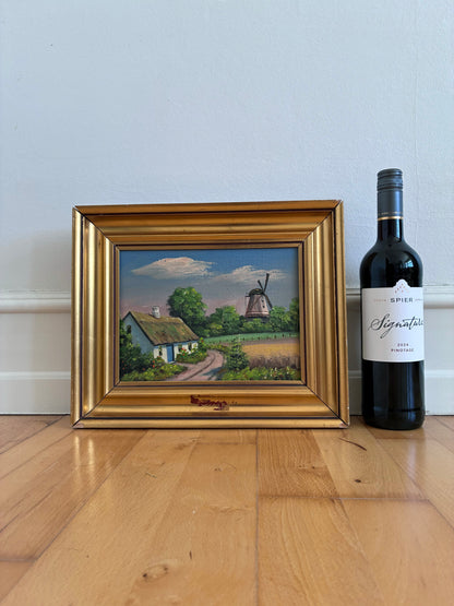 Vintage Original Cottage Landscape Oil Painting