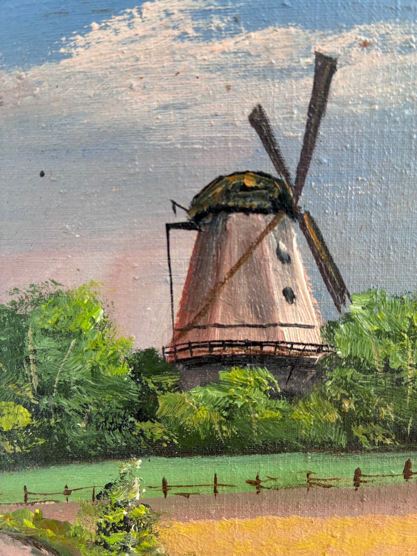 Vintage Original Cottage Landscape Oil Painting