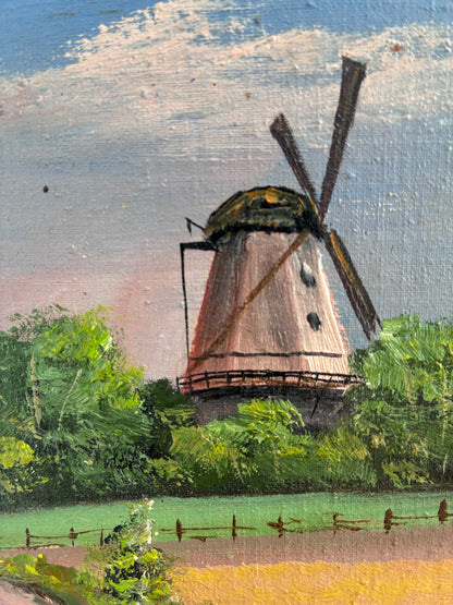 Vintage Original Cottage Landscape Oil Painting