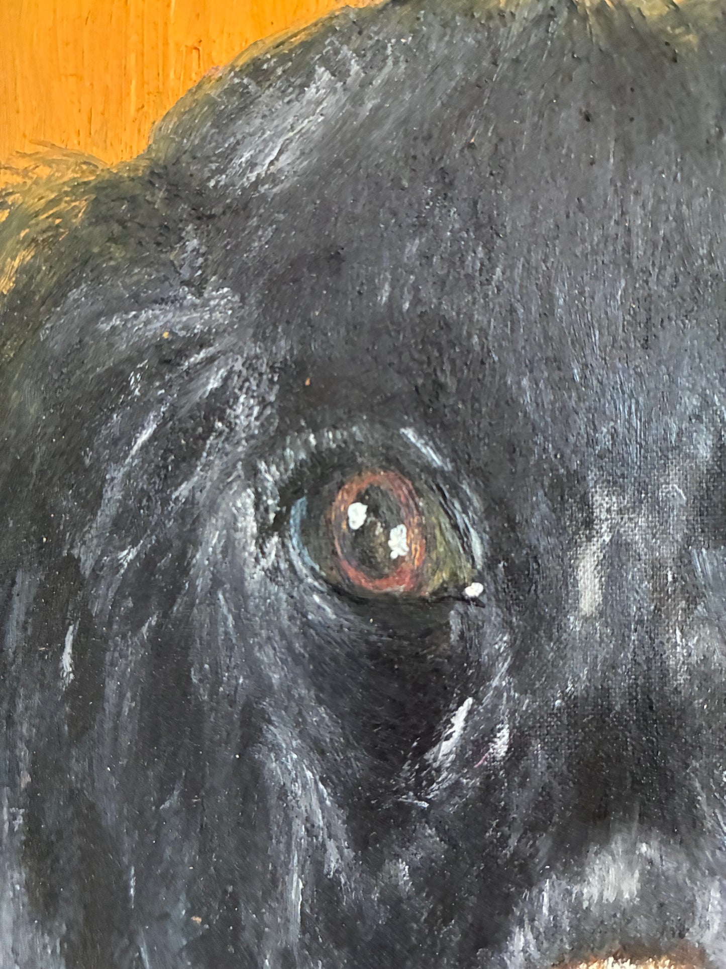 Vintage Original Dog Portrait Oil Painting, Signed Animal Art, gold frame