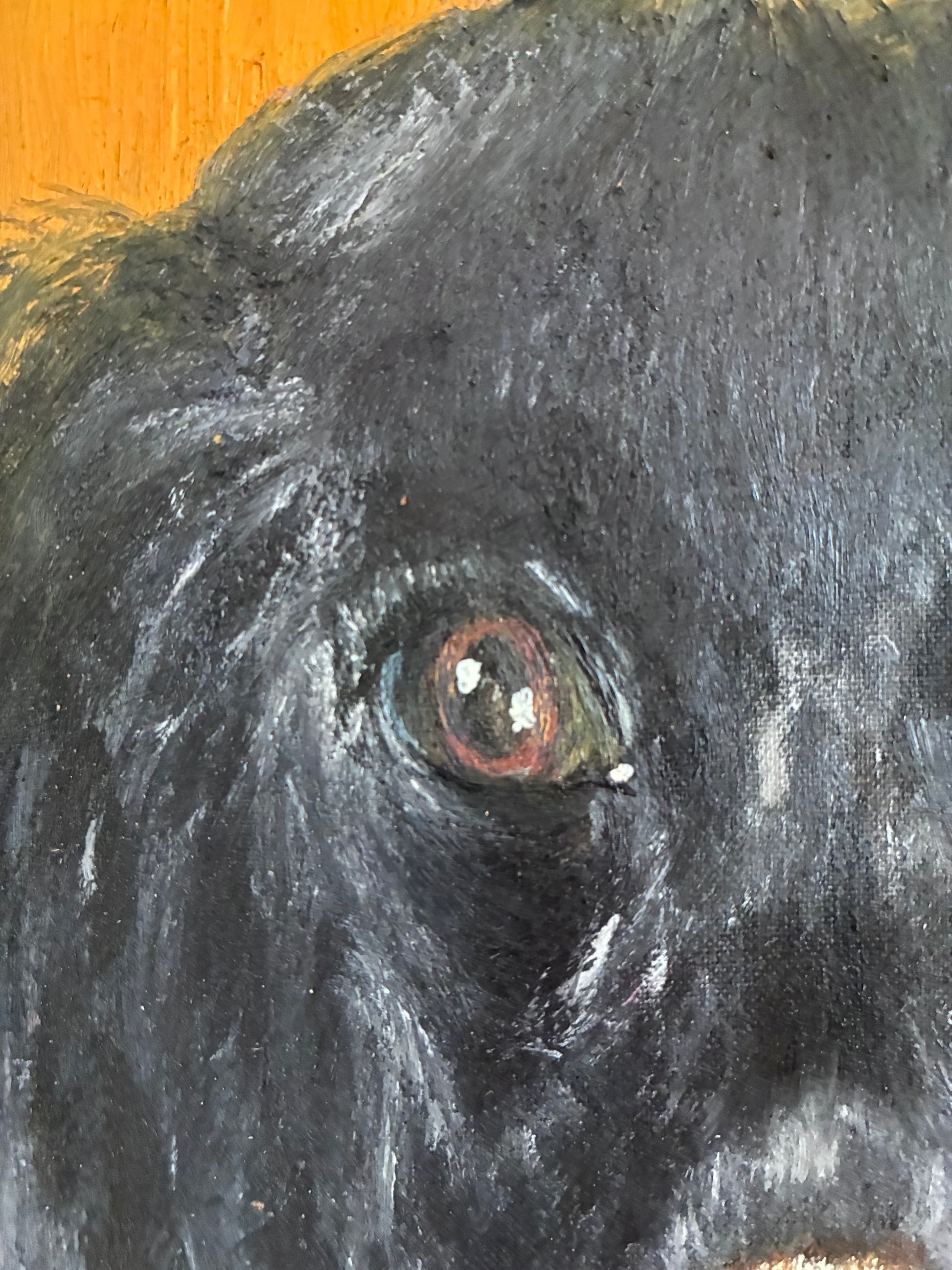 Vintage Original Dog Portrait Oil Painting, Signed Animal Art, gold frame