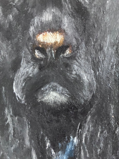 Vintage Original Dog Portrait Oil Painting, Signed Animal Art, gold frame