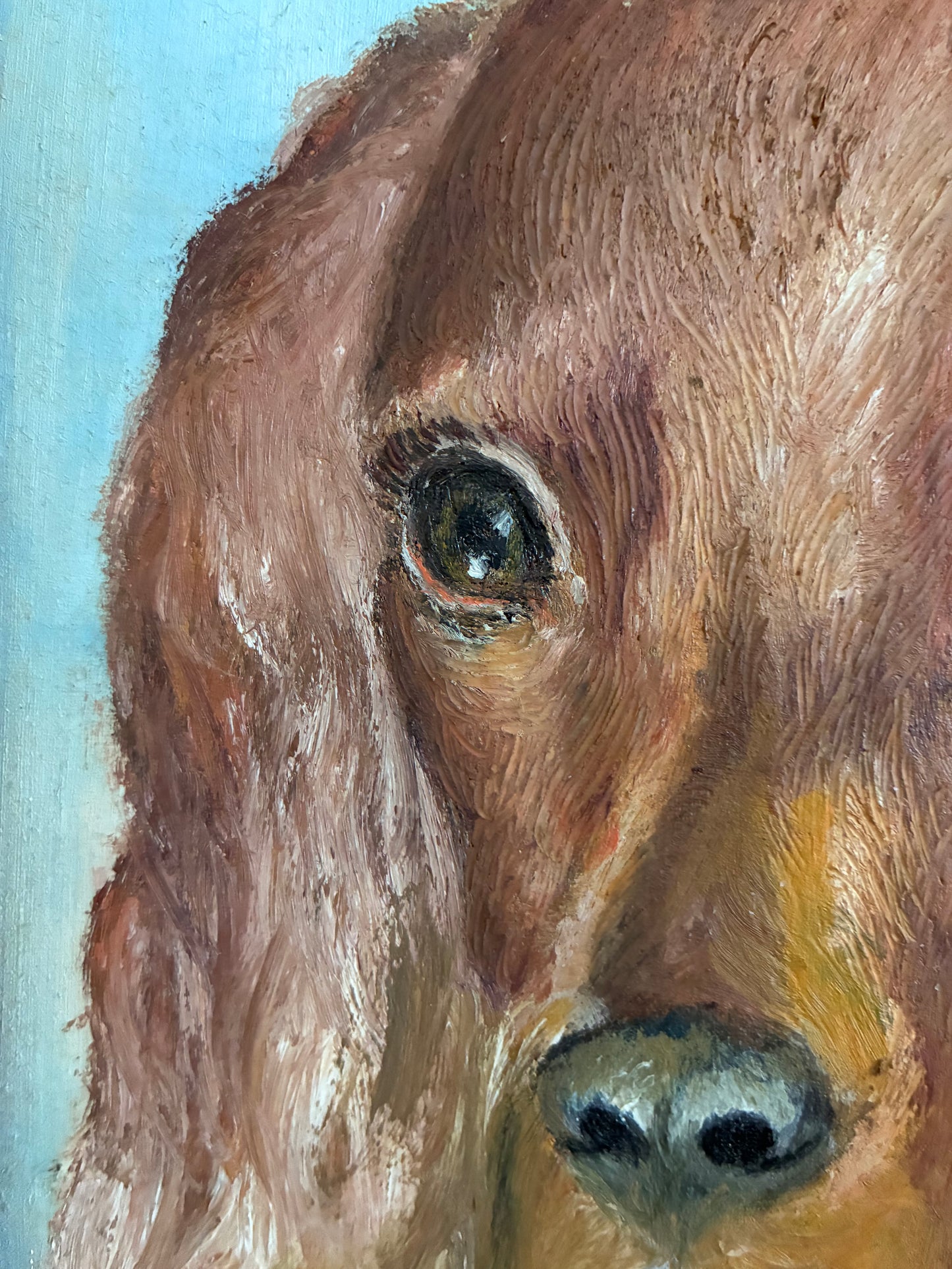 Vintage Original Dog Portrait Oil Painting, Signed Animal Art, gold frame
