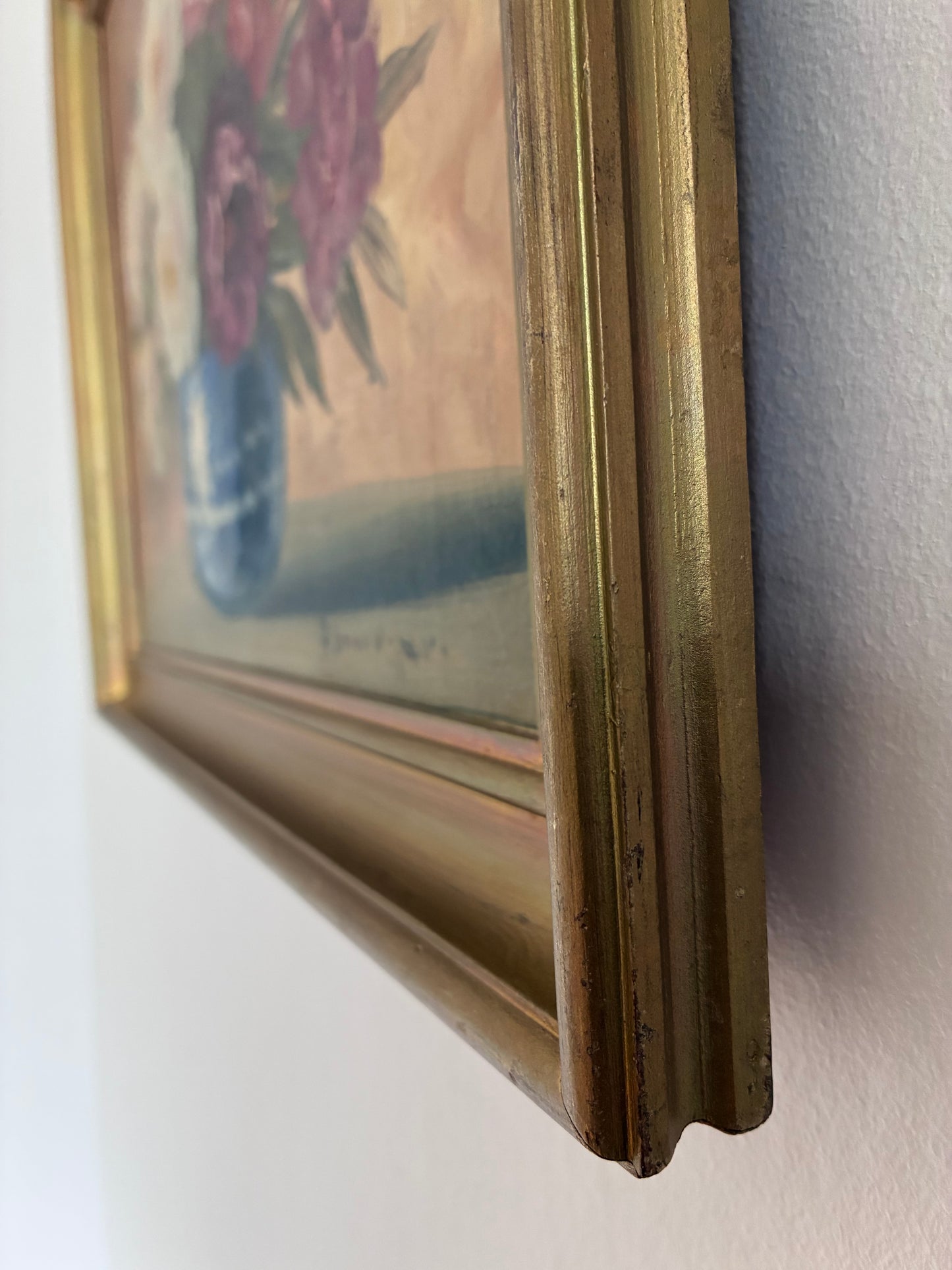 Vintage Original Floral Oil Painting, Signed Flower Art