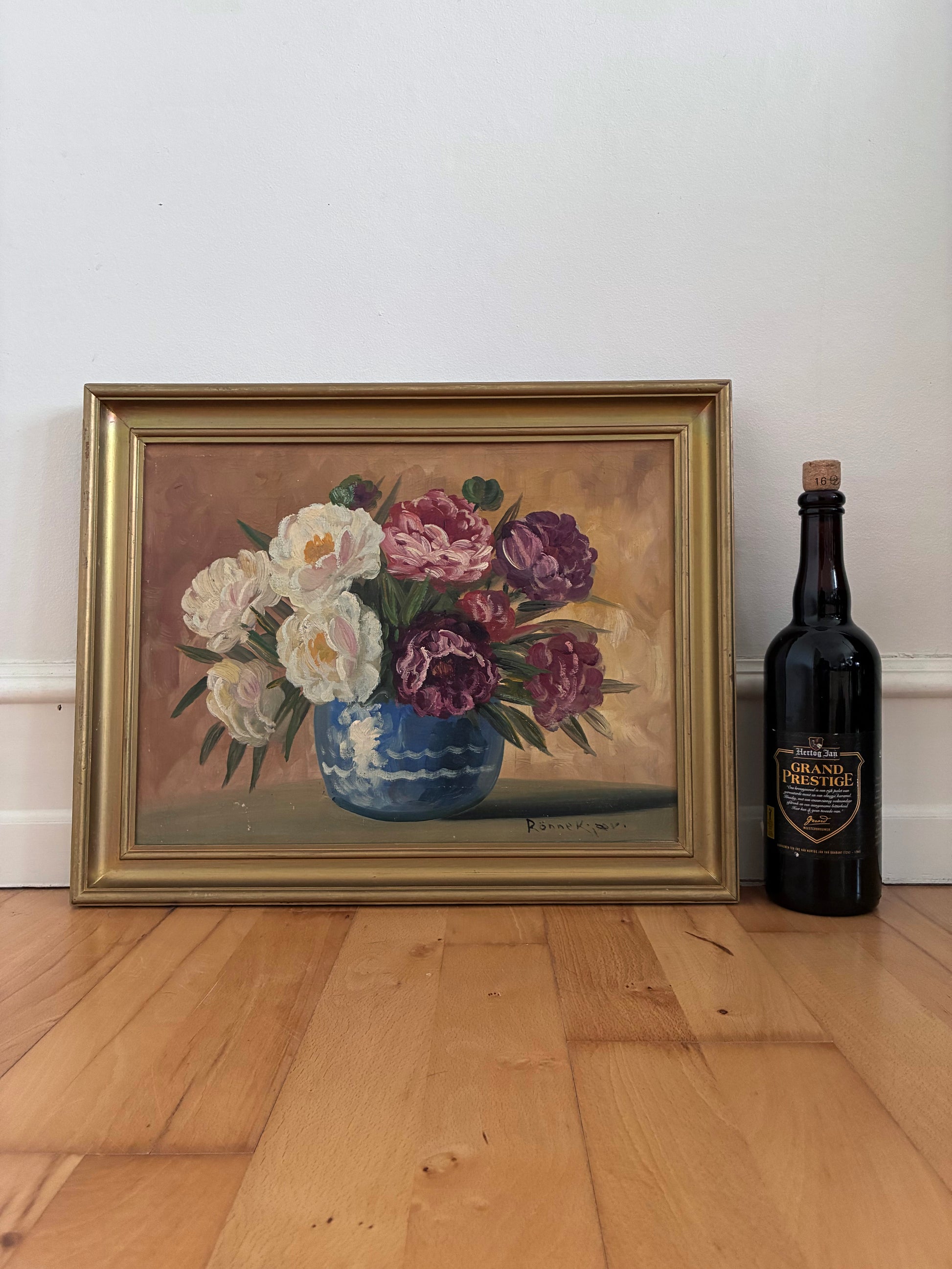 Vintage Original Floral Oil Painting, Signed Flower Art